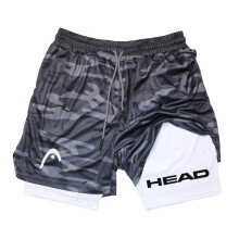 (18, M) Men's Running Shorts Fitness Gym Training 2 in 1 Sports Quick Dry Workout Jogging Double Deck Summer