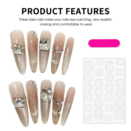 (S) 10PCS Flash Cat Eye Press-On Nails
