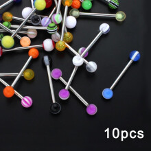 (10pcs) 50pcs Acrylic Ball Tongue Rings Body Jewelry