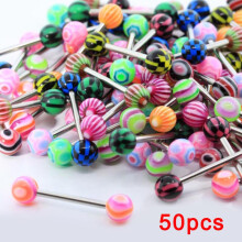 (50pcs) 50pcs Acrylic Ball Tongue Rings Body Jewelry
