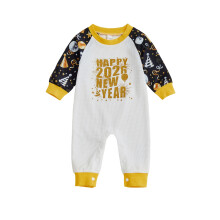 (12-18 Months, White) Pelele de Año Nuevo para bebé, manga larga y cuello redondo, body completo unisex.