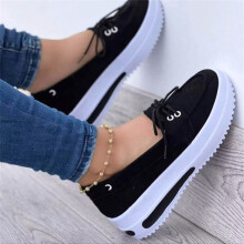 (Black, 38) Women\'s Wedge Sneakers Slip-On Casual Shoes