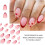 Pink Almond Fake Nails with Red Tip, Long Lasting 9