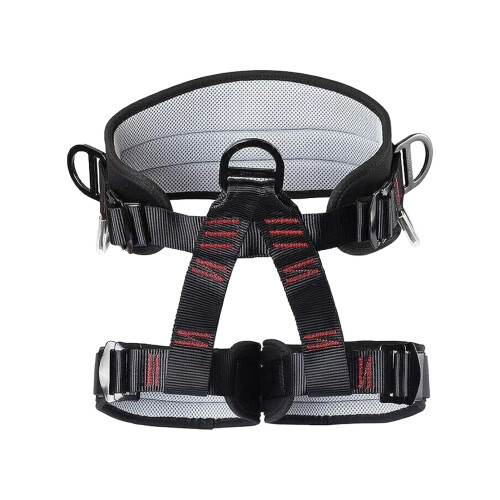 (Black Red) Adjustable Safety Harness for Climbing & High-Altitude Work