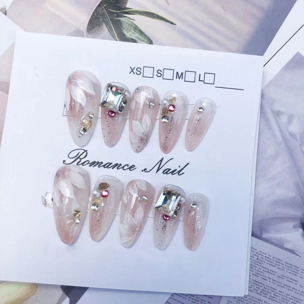Dachuang Beauty Pink (L) Glitter Fake Nails, Long Lasting & Flexible