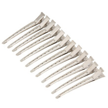 Große Loch-Haarspangen im Beutel, Silberne Metall-Haarstyling-Clips für Färben und Dauerwelle 12er-Pack