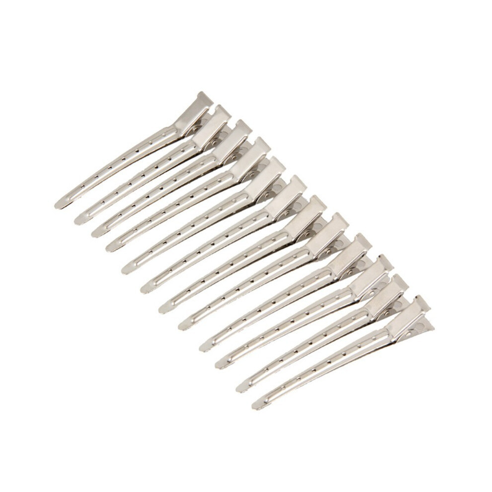 Inf Large Silver Metal Alligator Hair Clips With Holes - 12 Pack For Styling And Sectioning 12-Pack
