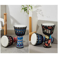 8 Inch Portable African Djembe Hand Drum with Colorful Art - Blue/Brown/Red