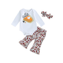 (0-3 Months, White) Conjunto de ropa para bebé niña: pelele de manga larga, pantalones de pavo y diadema.