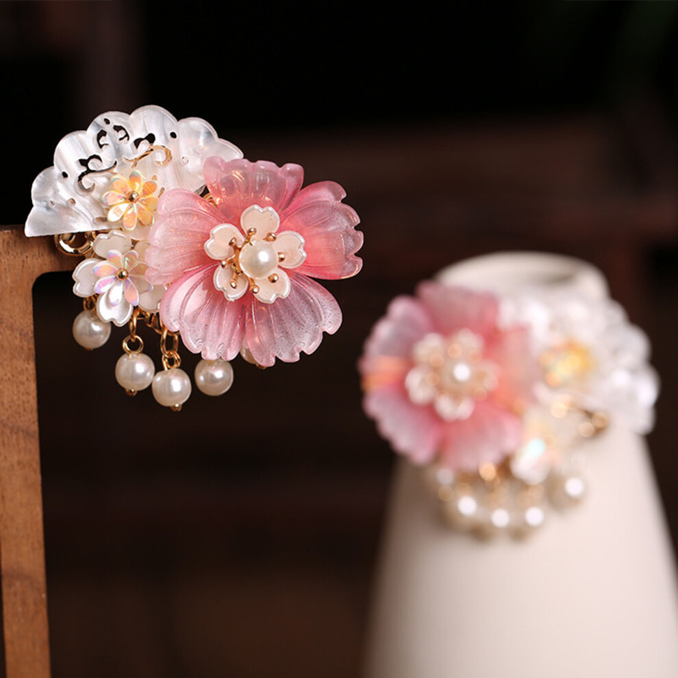 Photos - Hair Pin / Headband / Elastic Hair Tie  Women\'s Glaze Flower Hair Clips - Dress Hairstyle Tools(Pink)