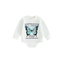 (6-9 Months, Blue Butterfly) Dívčí mikina s dlouhým rukávem a motýlím potiskem, roztomilé oblečení pro novorozence a batole.