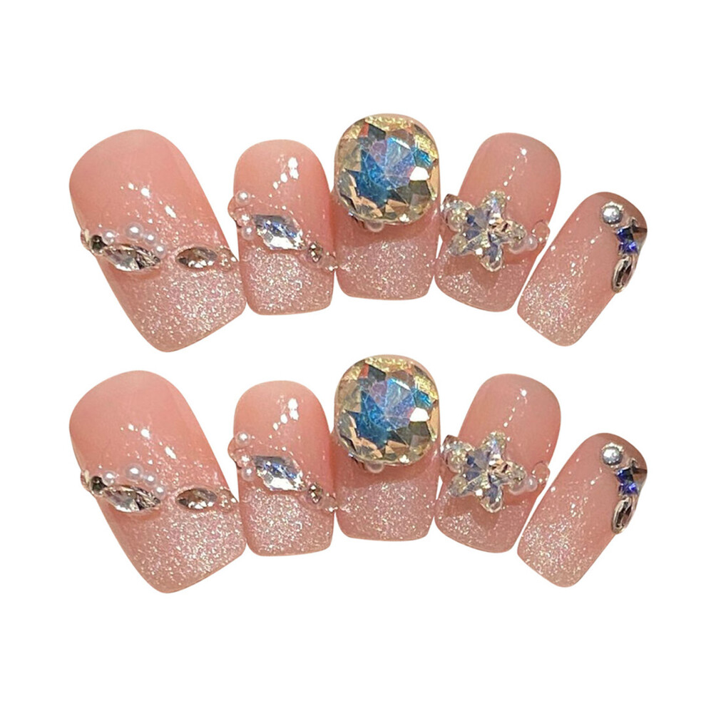 Roc-Electron Glitter Press On Nails For Women
