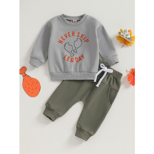 (6-12 Months, Gray Green) Σετ παντελονιών για για ευχαριστίες 1