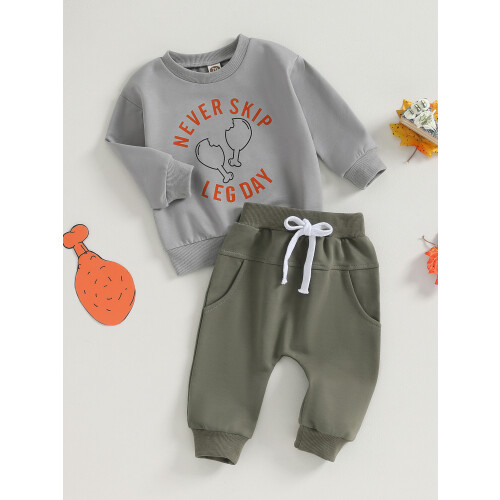 (6-12 Months, Gray Green) Σετ παντελονιών για για ευχαριστίες 2