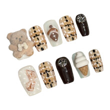 (XS) 10 Ongles en Résine Réutilisables Carrés Courts