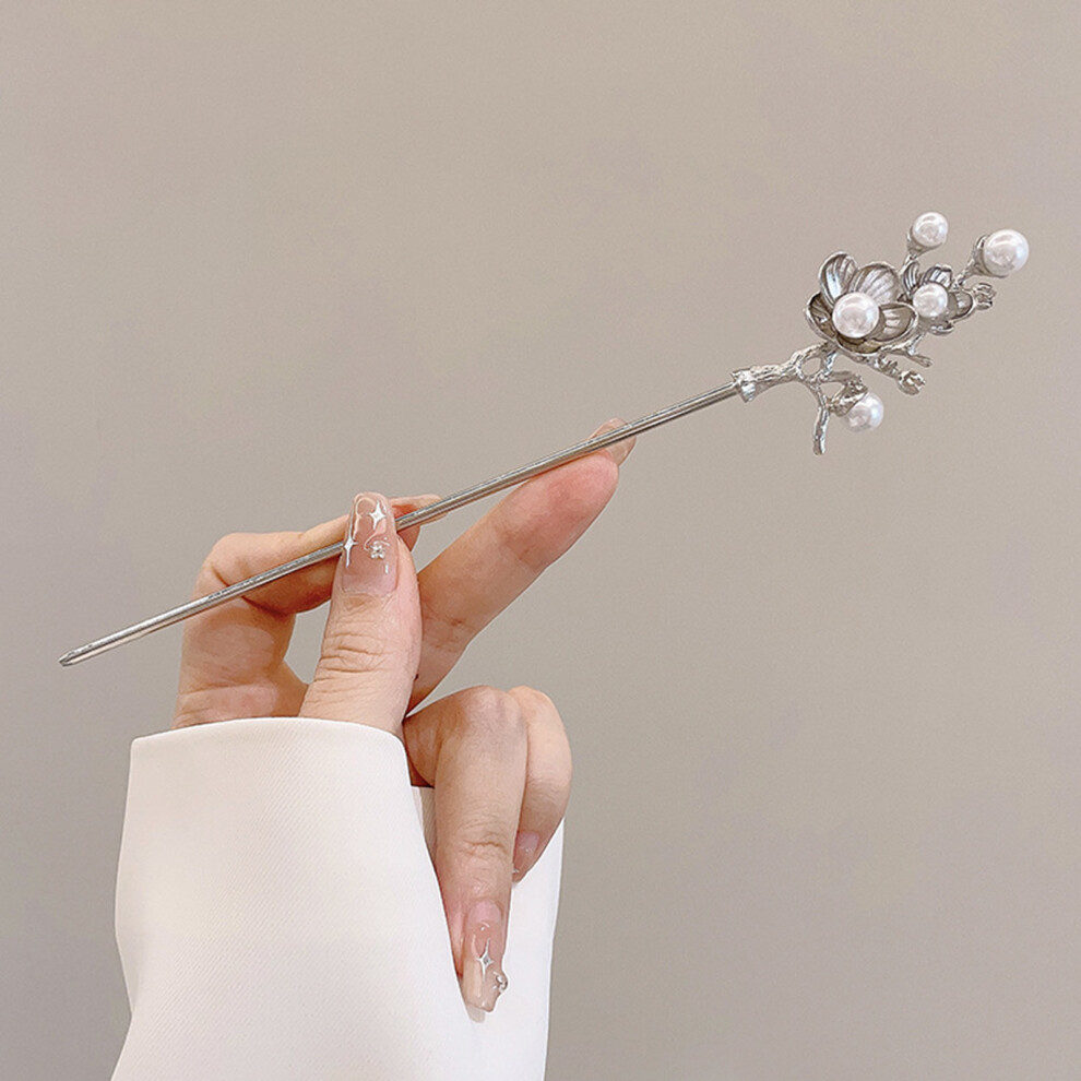 Creation-3C (1) Chinese Floral Hair Sticks - Alloy Tassel Hairpins