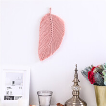 (Pink) Boho Macrame Wall Hanging with Leaf & Tassels
