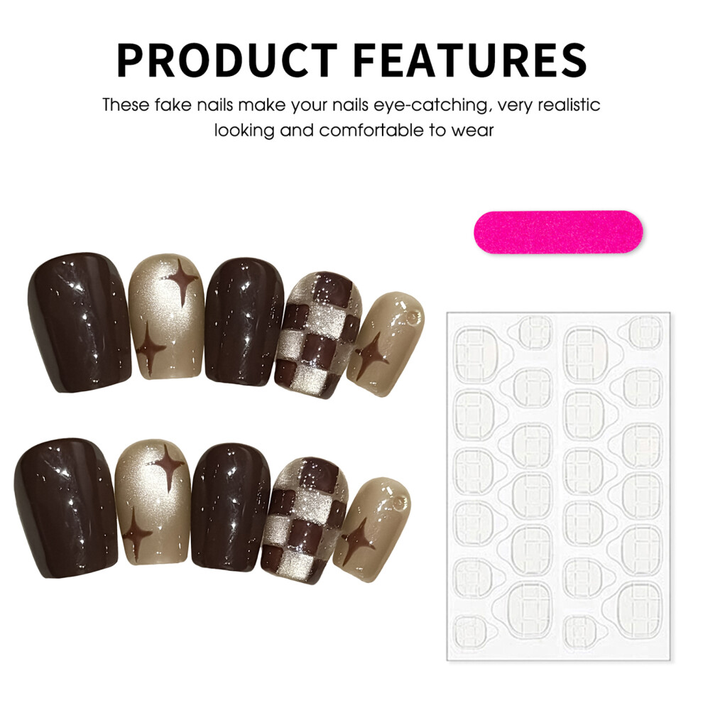 Dachuang Beauty (Xs) Cat Eye Square False Nails For Stage Performance