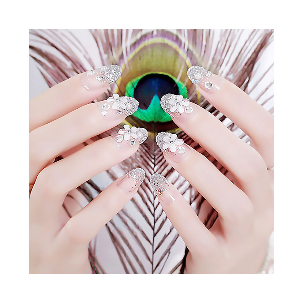 Dachuang Beauty Short Silver Flower Nail Stickers - Transparent
