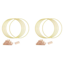 12 PCS 12 Zoll Großes Metall-Blumen-Reifen-Mittelstück für Den Tisch, Goldener Kranzring mit 12 PCS-Holzhalterständern, Reifenringe
