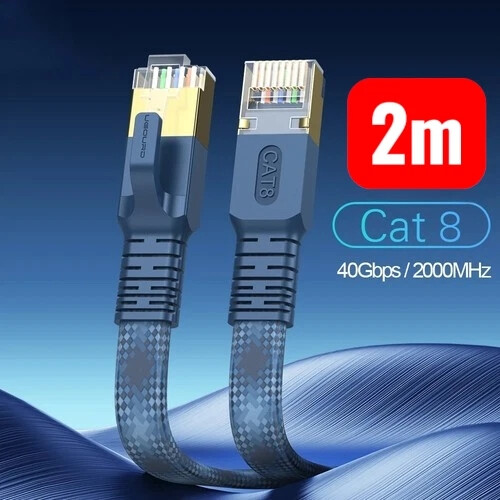Cat 8 Ethernet Cable 40Gbps RJ45 Flat Braided 2m