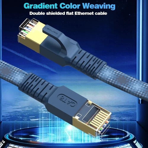 Cat 8 Ethernet Cable 40Gbps RJ45 Flat Braided 2m 2