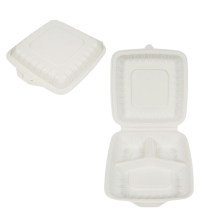 Camp&Fire 3 Compartment Takeaway Box Single. (24x24cm)Large Clamshell Food Containers