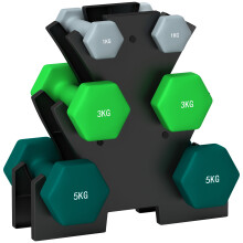 Hantelset mit Ablage, 6 Hanteln (2x1kg, 2x3kg, 2x5kg), Heimtrainer