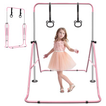 Ausziehbarer Kinder-Turnbarren, höhenverstellbar, faltbar, rosa