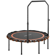 Fitness-Trampolin mit verstellbaren Handläufen, für drinnen und draußen, orange, Stahl/Kunststoff