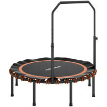 Fitness-Trampolin mit verstellbaren Handläufen für drinnen und draußen, orange