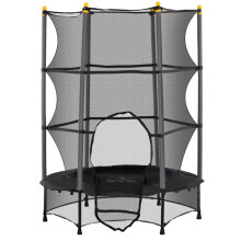 Kindertrampolin, 140 cm Durchmesser, Sicherheitsnetz, für drinnen und draußen, 50 kg, Schwarz