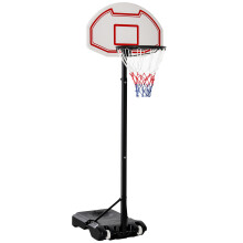 Höhenverstellbarer Basketballkorb für Kinder (194–249 cm), rollbar, wasserbefüllbar, aus schwarzem PE-Stahl