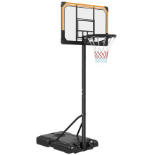 Outdoor-Basketballkorb, höhenverstellbar (182–213 cm), mit Rollenfuß, für drinnen und draußen, schwarz, Stahl