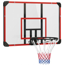 Wandmontierter Basketballkorb mit Netz, rotes Stahl, für den Außenbereich, 113 x 61 x 73 cm