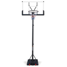 Outdoor-Basketballkorb, höhenverstellbar (173–304 cm), rostbeständige Beschichtung, Rollen, weiß