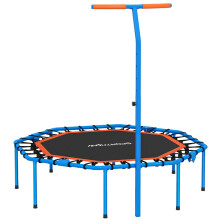 Fitness-Trampolin, verstellbare Handläufe, stabil, leise, für den Innenbereich, blauer Stahl