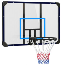 Wandmontierter Basketballkorb mit Netz aus Stahl für den Außenbereich, Garten, 113 x 61 x 73 cm