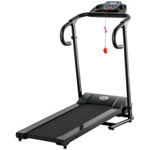 Elektrisches, klappbares Heim-Laufband, 500 W, 0,8–10 km/h, LCD-Display, Handyhalterung, Schwarz, 123 x 62 x 117 cm