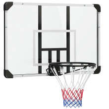 Wandmontierter Basketballkorb mit Netz, schwarz, Stahl, für den Außenbereich, 113 x 61 x 73 cm
