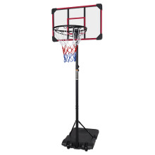 Tragbarer Basketballkorb, 170–213 cm, mit Rädern, rot, für Jugendliche und Erwachsene, für drinnen und draußen