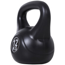 12 kg Kettlebell, sandgefüllt, für Anfänger, Schwarz