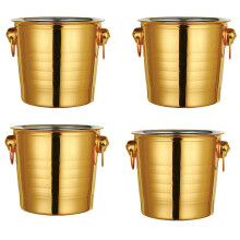 4PC 3L Stainless Steel Ice Bucket Thick Tiger Ice Bucket Party Ice Bucket (Gold)