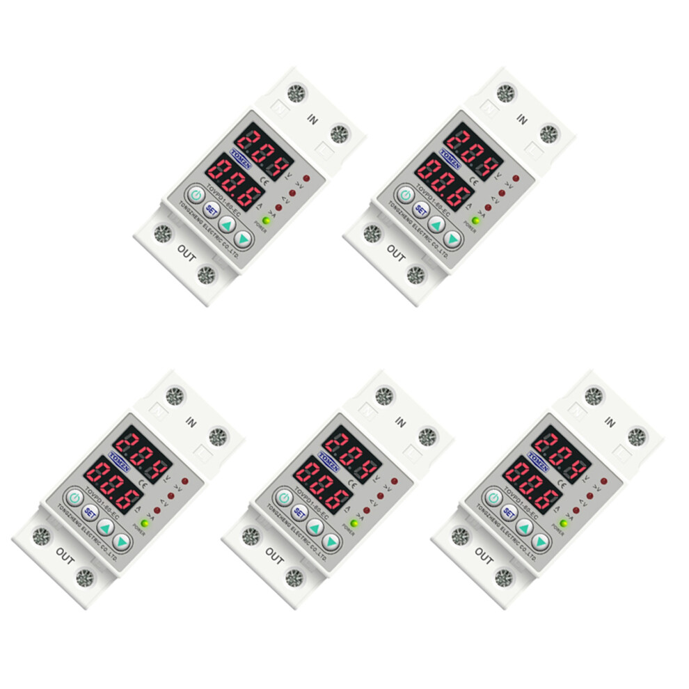 5X Din Rail Dual Display Adjustable Over Voltage Current And Under Voltage Protective Device Relay 40A 220V 230V 4712450069754