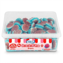 Vidal Jelly Filled Brains 120 Pieces Tub - Fruity Jelly Halloween Sweets
