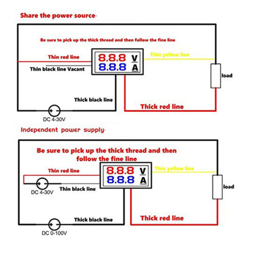 4Pcs Digital Voltmeter Ammeter  100V 10A Amp Voltage Current Meter Tester  + Red Dual LED Display Panel 2