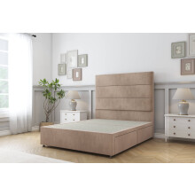 (5' King, Mink) Sloomy Texas Naples Divan Bed Base 4 Drawers With 54" Floor Standing Headboard
