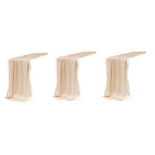 Corredor de Mesa de Chiffon Enrugado de Seda (Conjunto de 6) Champanhe Rosa