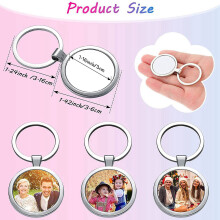 24 Pièces Séries Sublimation Blanc Porte-Clés Rond Transfert de Chaleur Porte-Clés Métal