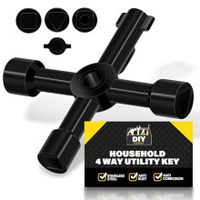 SOL 4 Way Utility Key ? Multi-Purpose Tool for Radiator Bleed, Gas & Electric Meter Boxes, Service Panels & Cabinets